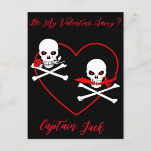 Pirat Valentine Jolly Roger Vykort