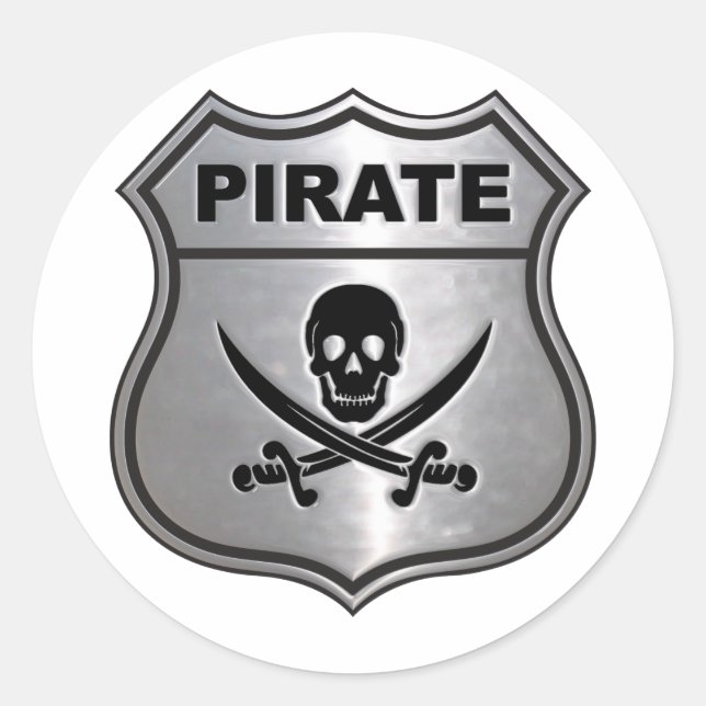Pirat Vapensköld Runt Klistermärke (Framsida)