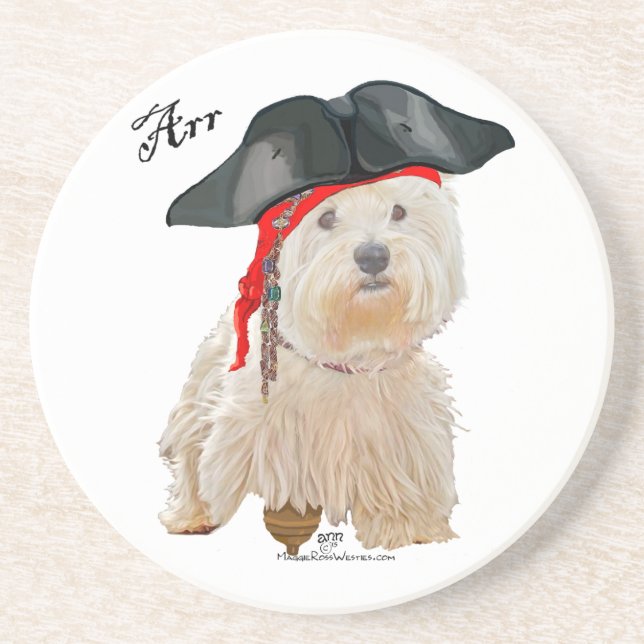 Pirat Westie Underlägg Sandsten (Framsidan)