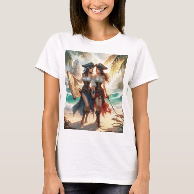 Piratas mujeres enamoradas t shirt (Framsida)