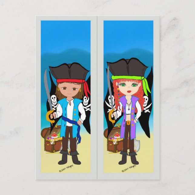 Piratbokmärke på vykort (Framsida)