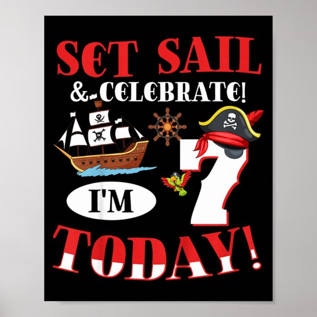 Piratcitat för 7-årsfirande för barn poster (Framsidan)