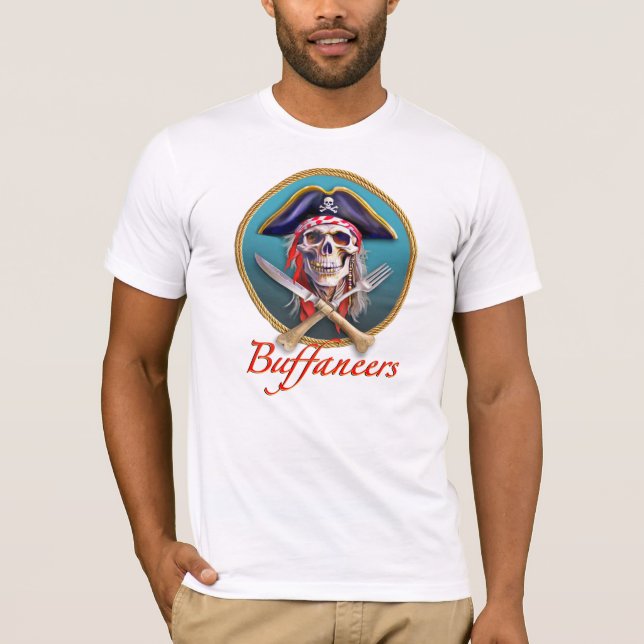 Piratdödskalle och bestick för kryssningsbufféälsk t shirt (Framsida)