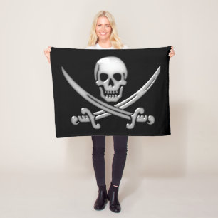 Piratdödskalle och korslagda benknotor fleecefilt