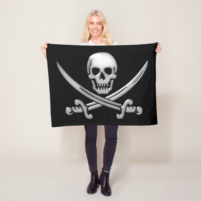 Piratdödskalle och korslagda benknotor fleecefilt (På plats)