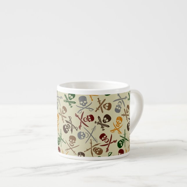 Piratdöskallar med korsade svärd espressomugg (Framsida höger)