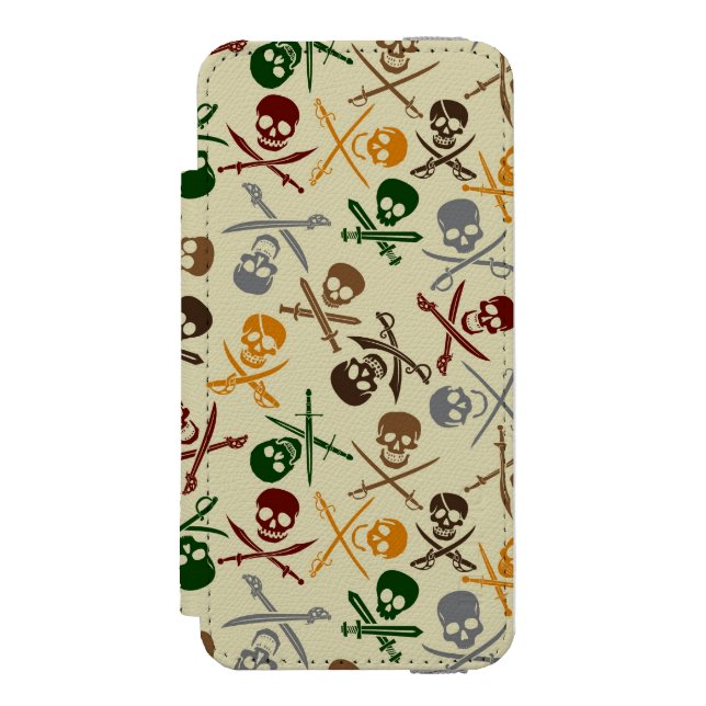 Piratdöskallar med korsade svärd incipio iPhone wallet skal (Folio Framsidan)