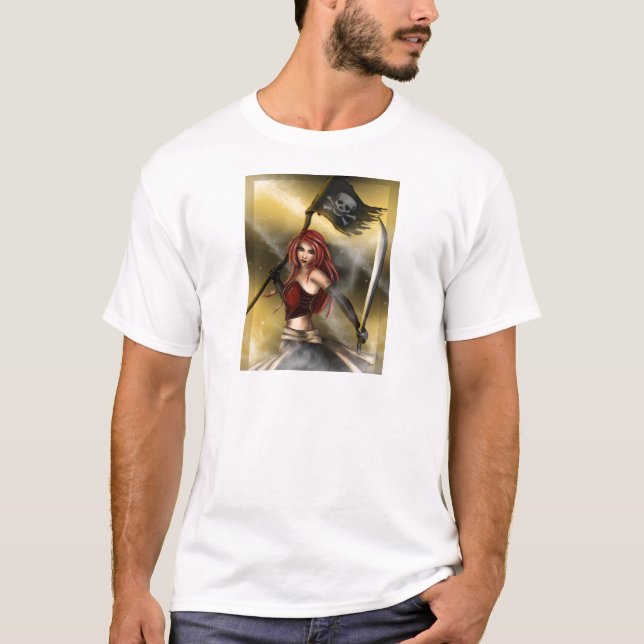 Piratdrottning med flagga t shirt (Framsida)