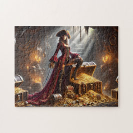 Pirate Admiral Anne Nautical Treasure Cave Scene Pussel