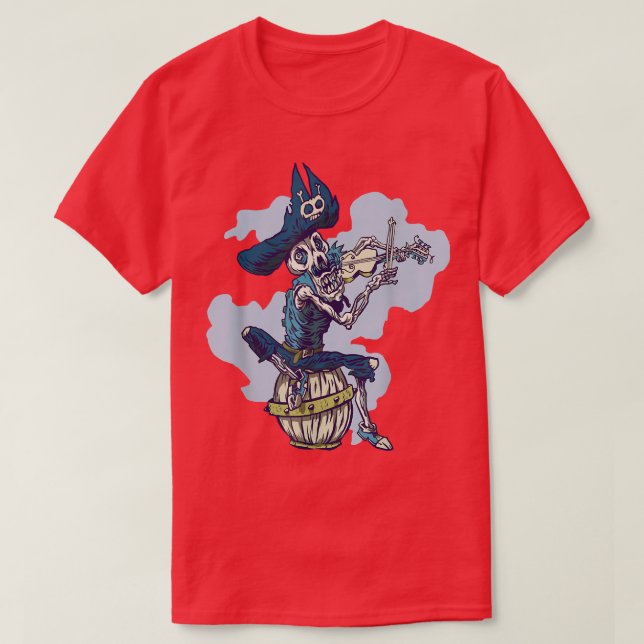 Pirate and pirate skeleton musician for violin pla t shirt (Design framsida)