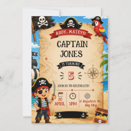 Pirate Birthday Party Invitation for Boys Inbjudningar