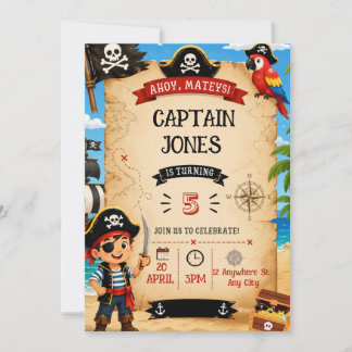Pirate Birthday Party Invitation for Boys Inbjudningar