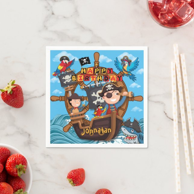 Pirate Birthday Party Napkins for Kids Pappersservett (Insitu)