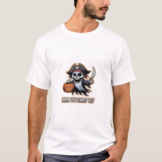 Pirate Boo – Spooky Cute Halloween Ghost sword T Shirt (Framsida)