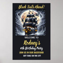 Pirate Bounty Ahead Birthday  Poster