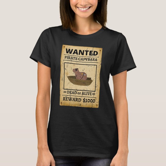 Pirate Capybara Wanted Poster Capybara For Kids T Shirt (Framsida)