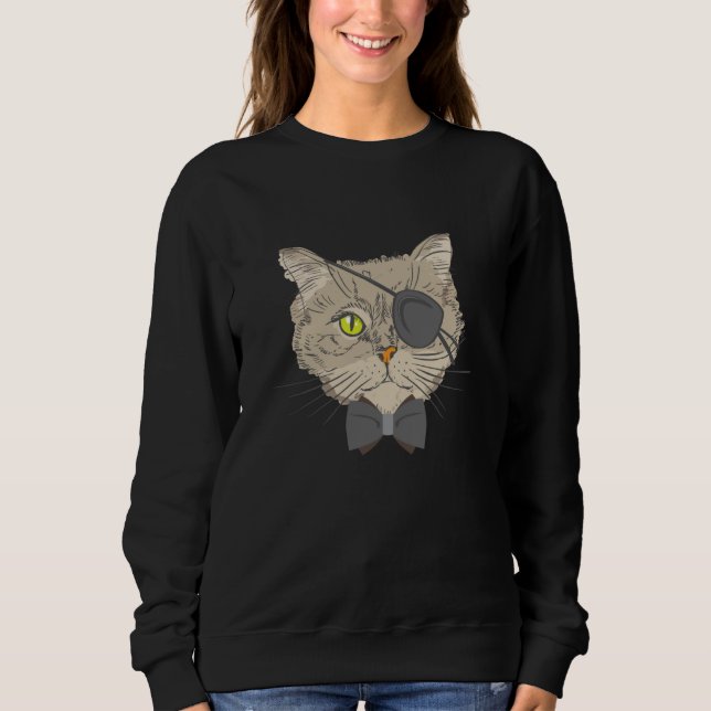 Pirate Cat  Eye Surgery Survivor Glaucoma Cataract T Shirt (Framsida)