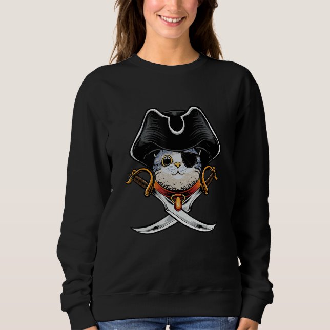 Pirate Cat Pirate   Jolly Roger Cat Kitten T Shirt (Framsida)