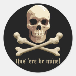 Pirate Club - Skull och Crossbone Runt Klistermärke
