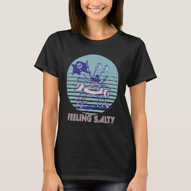 Pirate Crab Feeling Salty Crawfish Retro Ocean  Lo T Shirt (Framsida)