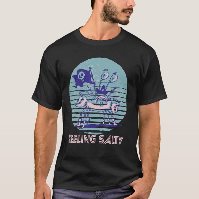 Pirate Crab Feeling Salty Crawfish Retro Ocean  Lo T Shirt (Framsida)