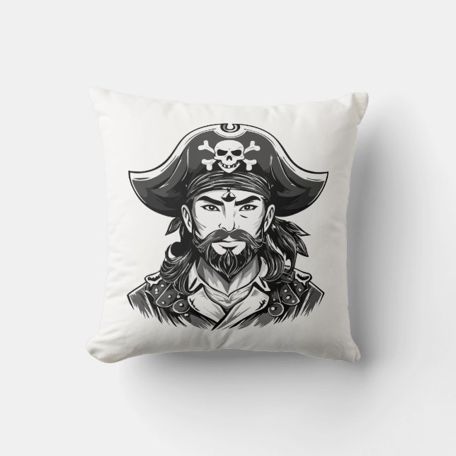 Pirate head with hat sailor and Eye Patch and Bear Kudde (Framsida)