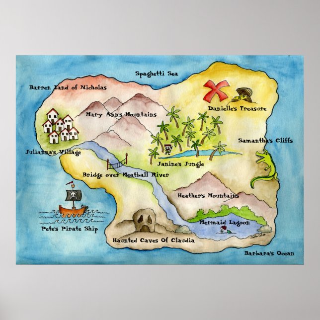 Pirate Map Print - Huge Poster (Framsidan)