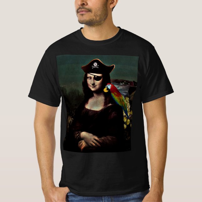 Pirate Mona Lisa with Eye Patch T Shirt (Framsida)