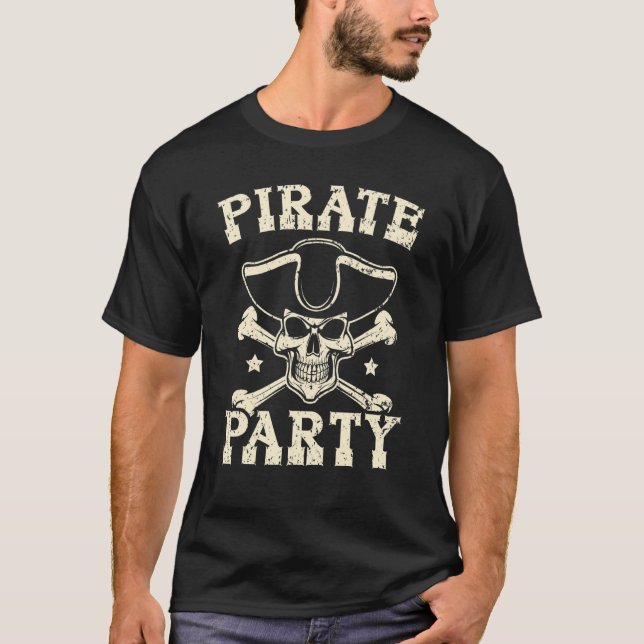 Pirate Party Caribbean Buccaneer Pirate T Shirt (Framsida)