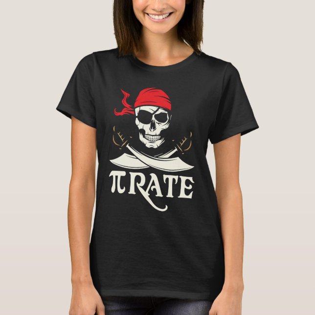 Pirate  Pi Mathematical Skull Captain  Pi Day T Shirt (Framsida)