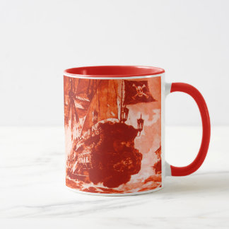 PIRATE SHIP BATTLE IN RED  MUGG