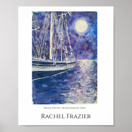 Pirate Ship in the Moonlight Poster