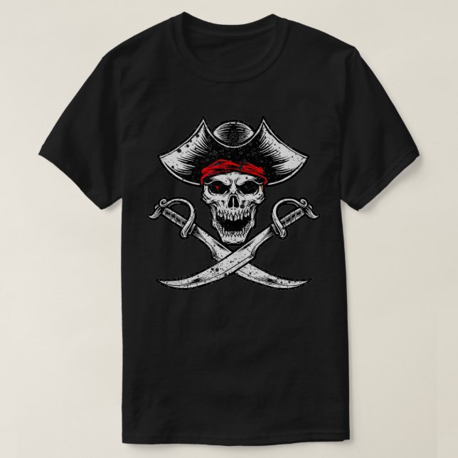 Pirate Skull Buccaneer  T Shirt (Design framsida)