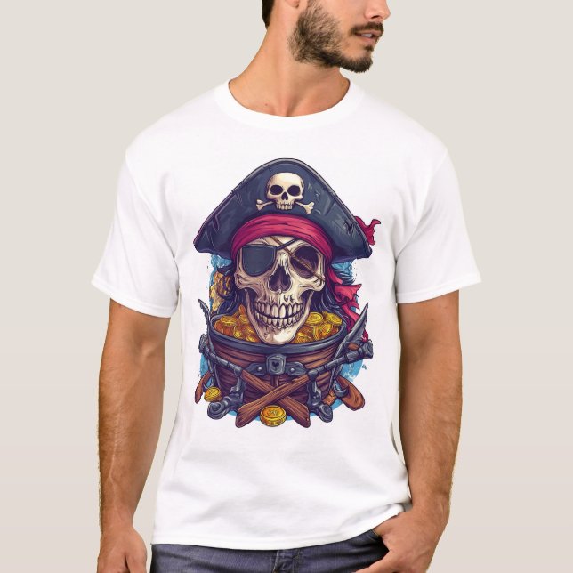 Pirate Skull Treasure T Shirt (Framsida)