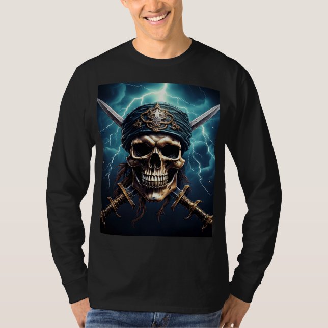 Pirate Skull with Swords T Shirt (Framsida)