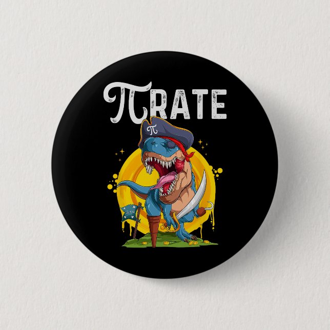 Pirate T-rex Pi Rate Dino Pi Rate Math Geek Funny  Knapp (Framsida)