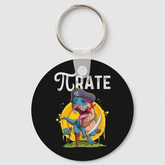 Pirate T-rex Pi Rate Dino Pi Rate Math Geek Funny  Nyckelring (Framsida)