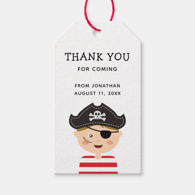 Pirate Thank You for Kids Birthday | Boy Party Presentetikett (Framsidan)