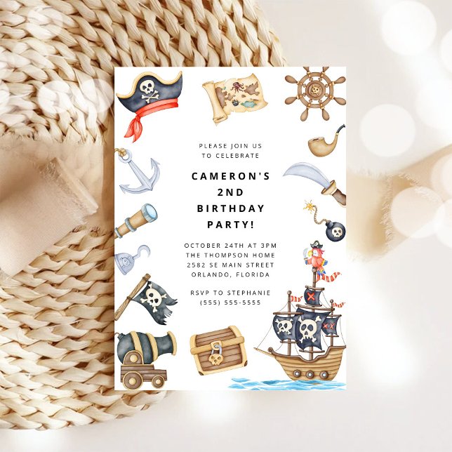 Pirate Themed Birthday Party Invitation Inbjudningar (Skapare uppladdad)