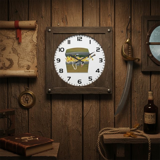 Pirate Treasure Chest with Jewels and Sword Stor Klocka (Skapare uppladdad)