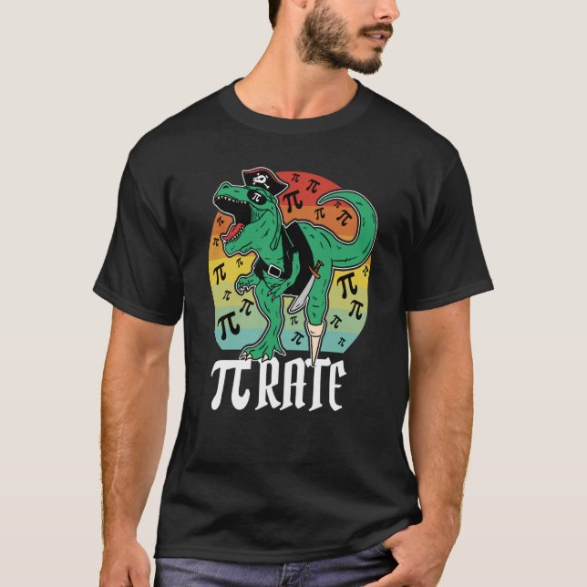 Pirate Trex Dinosaur Math Pi rate Pi Day Teacher 3 T Shirt (Framsida)