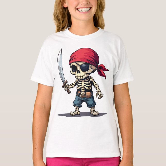 Piraten Skelett mit Schwert T Shirt (Framsida)