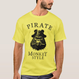 Piratenaffe Monkey Style schwarz weiß T Shirt
