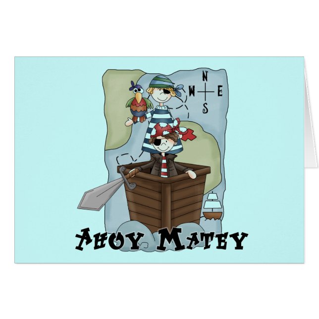Pirater Ahoy Tshirs och gåvor Hälsningskort (Framsidan Horizontal)