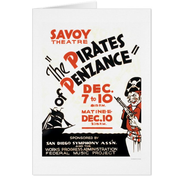 Pirater av Penzance 1938 WPA Hälsningskort (Framsidan)