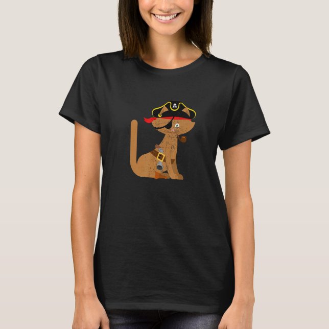 Pirater Costume Cat Pirat Födelsedagsfest Boys Gir T Shirt (Framsida)