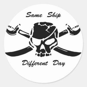 Pirater Jolly Roger samma sänder olik dag Runt Klistermärke