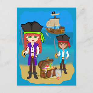 Pirater med Frakt på Beach Postcard Vykort