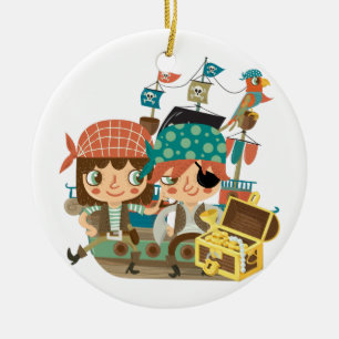 Pirater med skatten julgransprydnad keramik