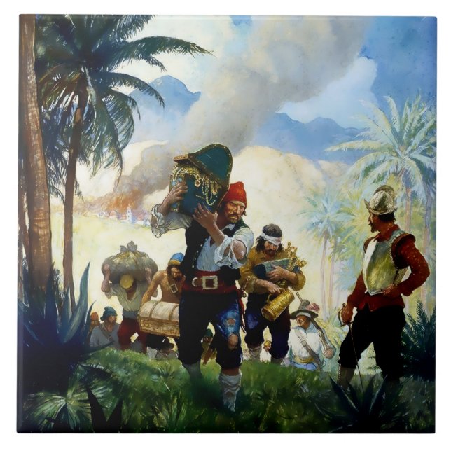 “Pirater och byte” av NC Wyeth Kakelplatta (Framsidan)